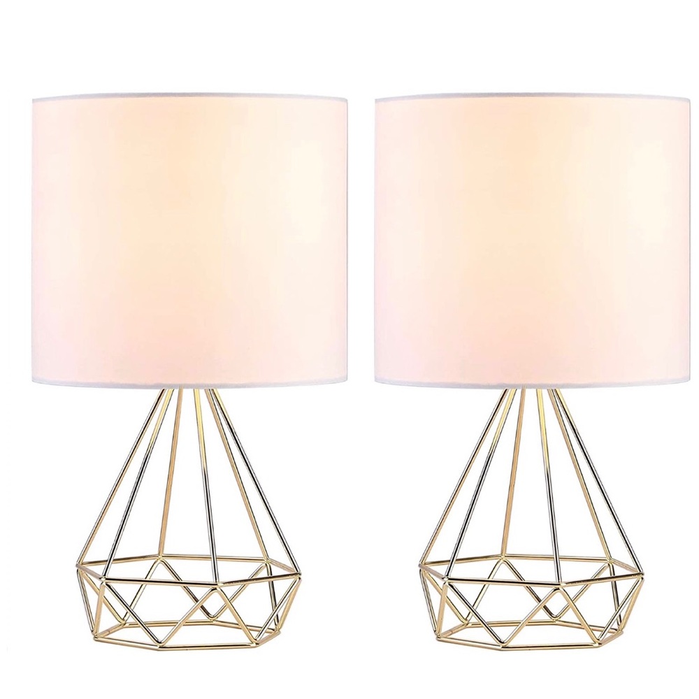 Set of two gold lamps with white shade